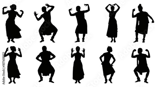 Collection of Silhouetted Figures in Various Dynamic Poses