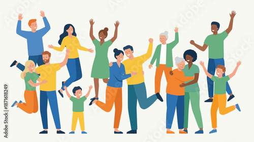 Diverse group of people celebrating together with joy