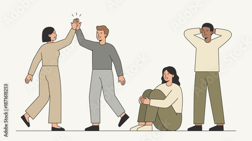 Diverse group of people interacting and celebrating together