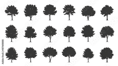Collection of stylized trees for diverse design applications