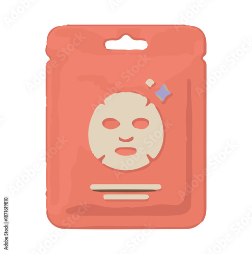 Beauty face sheet mask sachet packaging vector illustration.