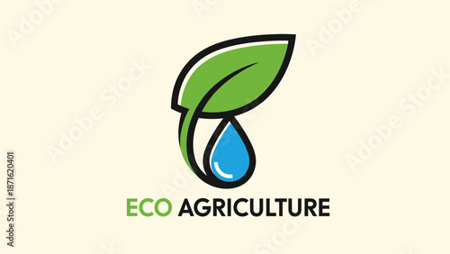 Eco Agriculture Logo with Leaf Droplet.