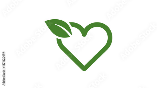 Green Heart Shape with Leaf Emblem Logo.