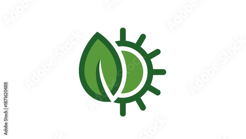 Green Leaf and Sun Logo Design.