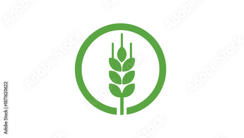 Green Wheat Icon in Circle Logo.
