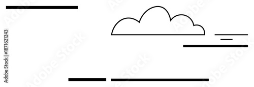 Connectivity concept. Simple cloud outline and linear patterns emphasizing connectivity and digital data flow. Connectivity s technological networks and data transfer dynamics. For IT, networking