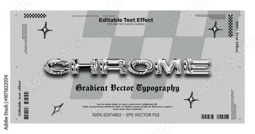 Chrome new silver editable text effect in new modern trend style