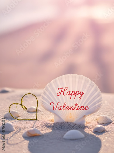 Valentine’s Day Love Concept with Heart Seashell