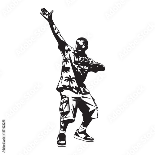 Energetic silhouette of a dancer striking a dynamic street performance pose.