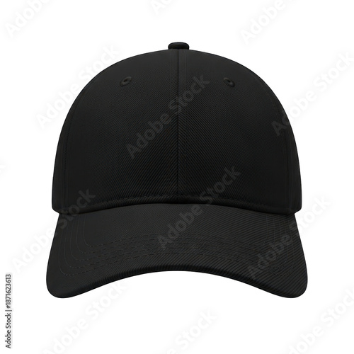 Black Baseball Cap with Curved Brim and Solid Color Design
