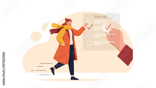 Woman Checking Off To-Do List, Planning and Organization Concept