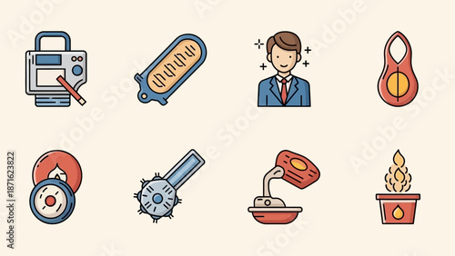 Set of Various Cartoon Icons and Symbols.