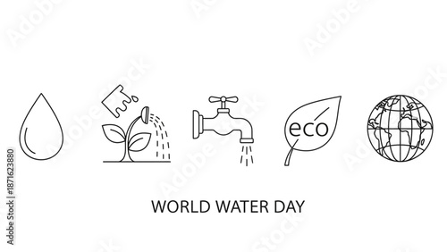 World Water Day Icons and Symbols.