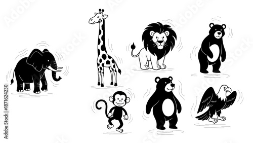 Black and White Wild Animals Collection.