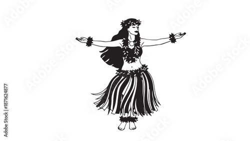 Traditional folk dancer in a flowing skirt performing a cultural dance with outstretched arms.