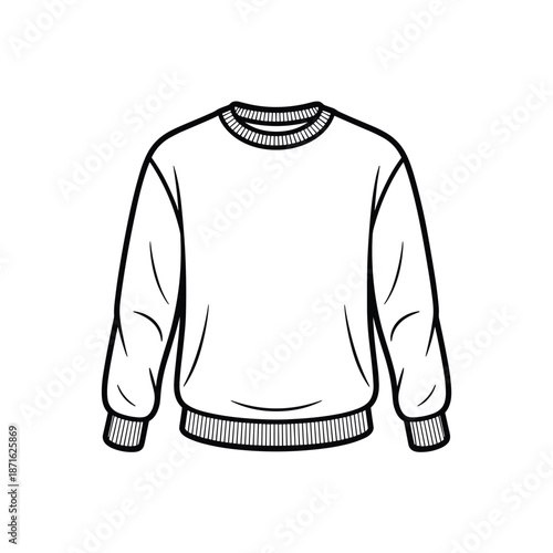 Stylish Crewneck Sweatshirt: This minimalist line drawing showcases the classic design of a crewneck sweatshirt, perfect for fashion illustrations or product presentations.