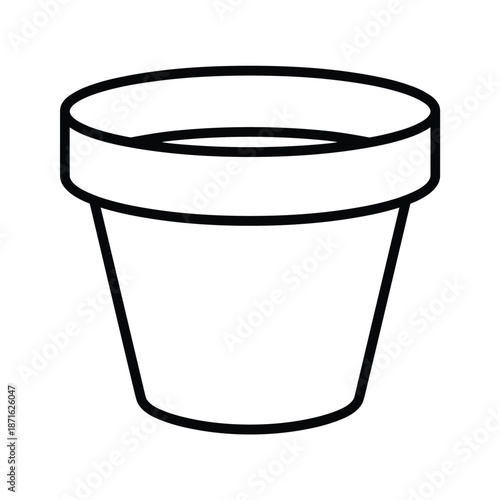 Empty Flower Pot: A simple and elegant line drawing of an empty flower pot, ready to nurture new life and add a touch of greenery.