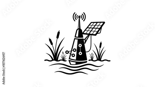 Floating Water Monitoring Device with Solar Panel.