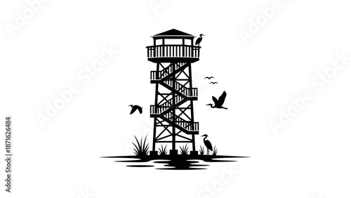 Illustration of a tall observation tower.