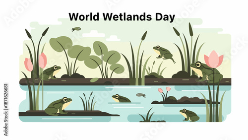 Frogs and Plants in Wetland Ecosystem.