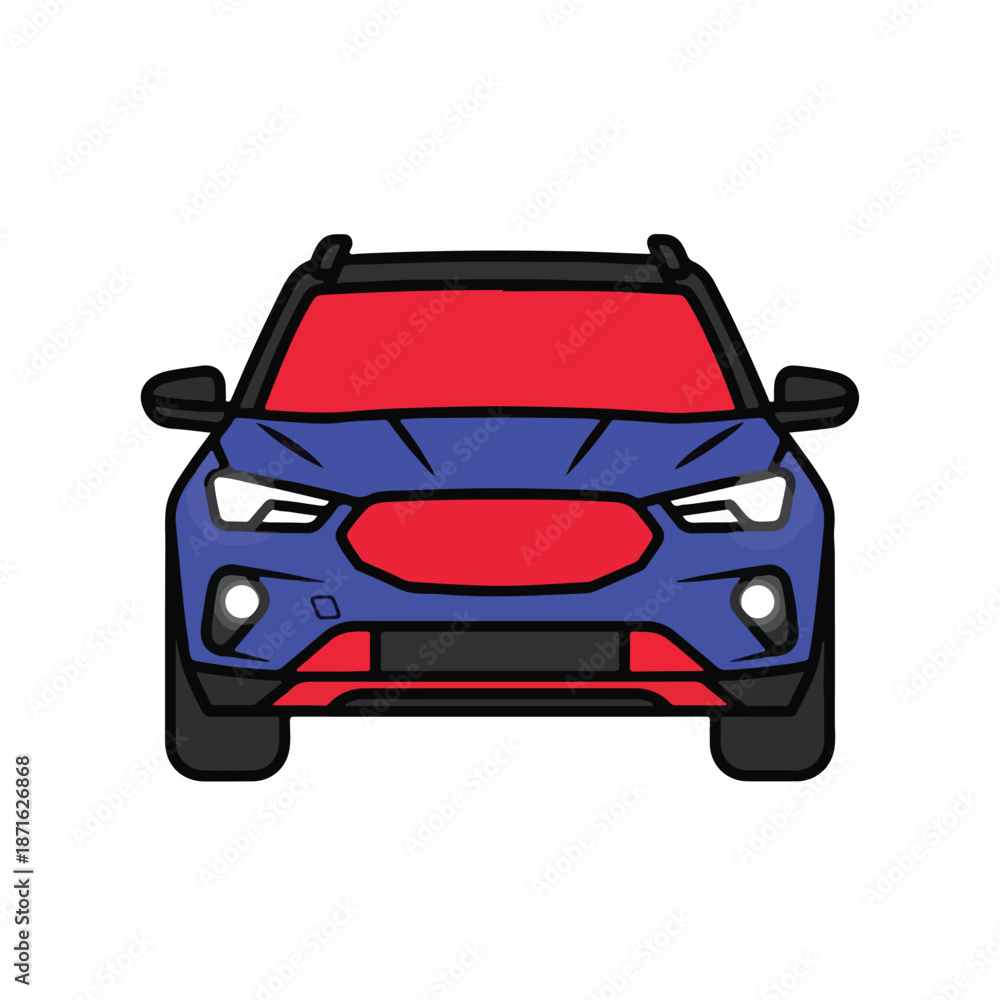Obraz premium Red sports car illustration with vintage and luxury design elements