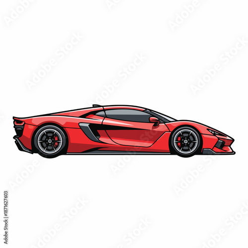 Red sports car on white background luxury convertible fast vehicle model