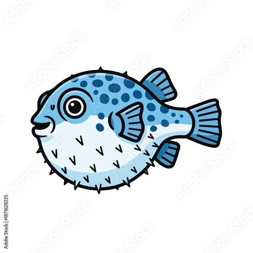 Fish cartoon vector swimming in blue water underwater marine life illustration