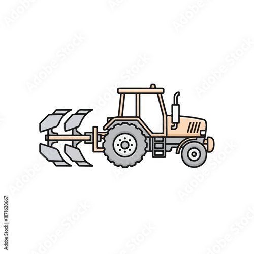 Red tractor isolated on white background for farm and construction use