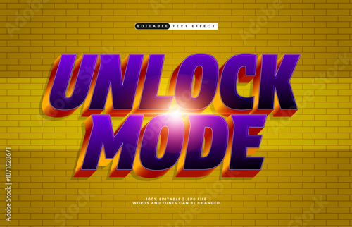 Unlock Mode Editable Text Effect – Retro Arcade Style Typography for Game Title and UI
