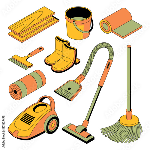 Cleaning tools and equipment for housekeeping tasks