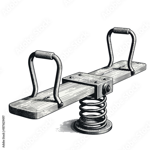 Vintage spring loaded teeter totter playground equipment