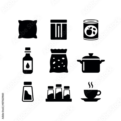 Collection of various food and spice icons