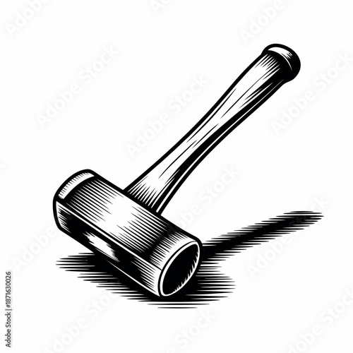 Black and white illustration of a rubber mallet