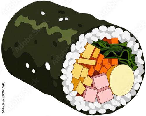 Colorful Gimbap Illustration Element, Generative AI