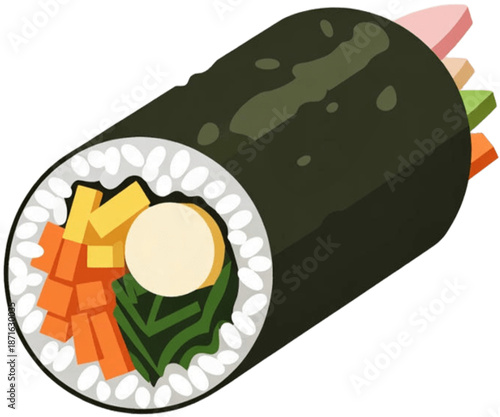 Colorful Gimbap Illustration Element, Generative AI