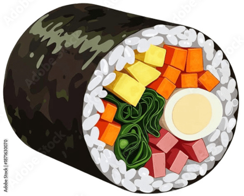 Colorful Gimbap Illustration Element, Generative AI