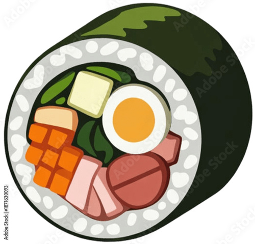 Colorful Gimbap Illustration Element, Generative AI