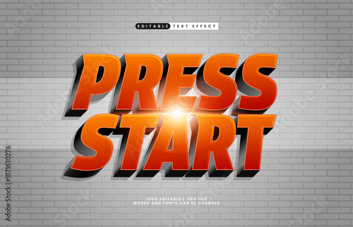 Press Start Editable Text Effect – Retro Arcade Style Typography for Game Title and UI