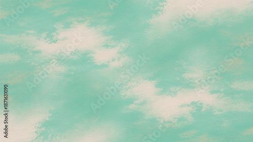 A soft and gentle pastel sky with fluffy white and teal clouds