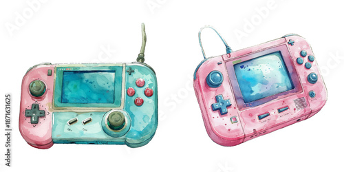 cute game console watercolor vector illustration