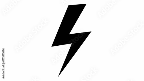 Black lightning bolt symbol isolated on white background.