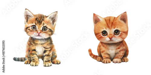 cute kitten watercolor vector illustration