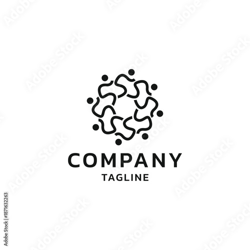 Abstract community people logo icon representing teamwork, unity, and social network connection in a circular design