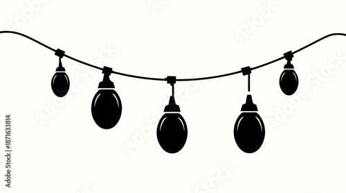 Elegant Black Silhouette Vector Illustration of Decorative String Lights. Perfect for Party, Celebration, and Festive Designs