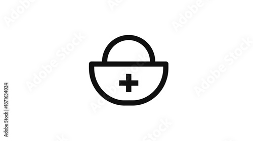 E-commerce Add to Cart Icon. Shopping basket with plus sign symbol for online store, web, and mobile app design.