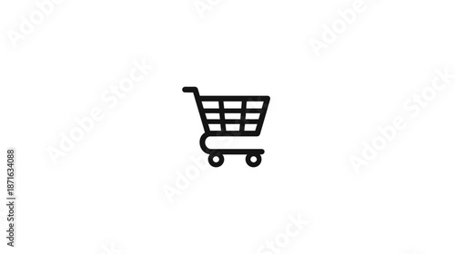 Modern black shopping cart icon isolated on white, digital symbol for online shopping, e-commerce, add to cart, retail store concept.