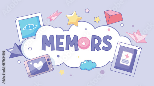 A playful kids logo featuring rounded letters with a memory theme, perfect for educational or creative projects