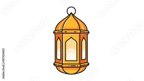 Elegant orange traditional lantern illuminating with a warm glow, perfect for festive decorations and cultural celebrations throughout the year