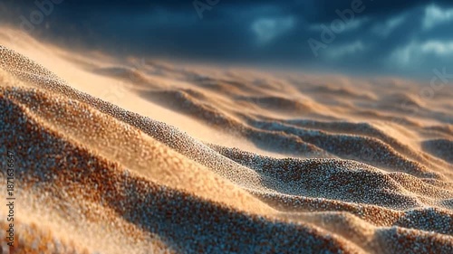 Serene Sand Dunes Under Dramatic Sky at Dusk