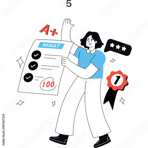 Student celebrating good grades and achievement